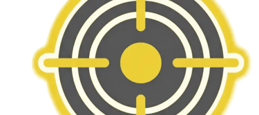 a yellow and gray target mark