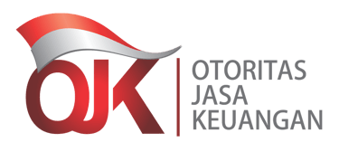 Official OJK logo for Otoritas Jasa Keuangan featuring the red and white Indonesian flag on a black background.