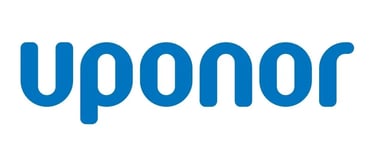 Official blue Uponor logo on a white background for plumbing and radiant heating solutions.