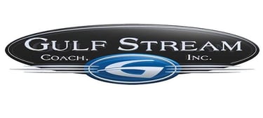 Official Gulf Stream Coach logo featuring a blue G on a black and silver oval for RV enthusiasts.