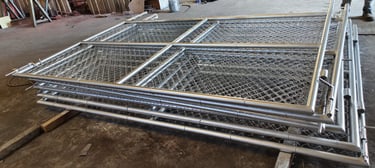 Steel fence and gate components by Al Naim Fabrication.