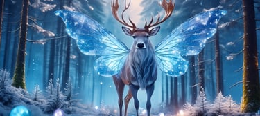 a deer with a butterfly wings on its back