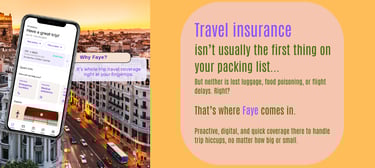 Graphic: Travel Insurance with Faye to protect your trip
