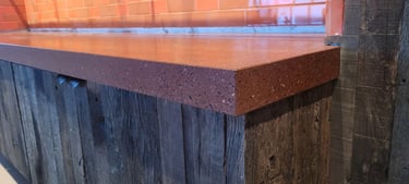 Polished concrete red countertop in Nando's