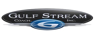 Official Gulf Stream Coach logo featuring a blue G on a black and silver oval for RV enthusiasts.