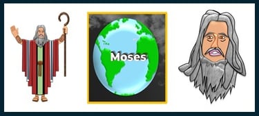 Three pictures of Moses. Designed by Debbie Dunn using PowerPoint & Paint.