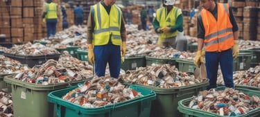 A group of people are marching in a city street, holding signs and banners with environmental messages. Buildings and a tram are visible in the background, suggesting an urban setting. Some individuals are using a megaphone to amplify their voices, indicating a protest or demonstration.