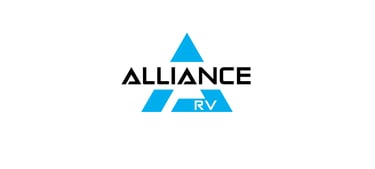 Alliance RV logo featuring a blue stylized A with black text on a white background.