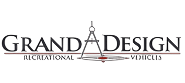 Official Grand Design Recreational Vehicles logo featuring a drafting compass on a black background.
