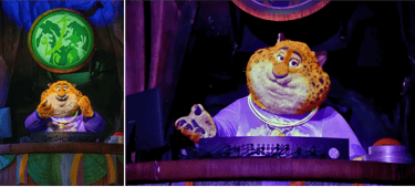 Officer Clawhauser animatronic inside the Tree of Life theater