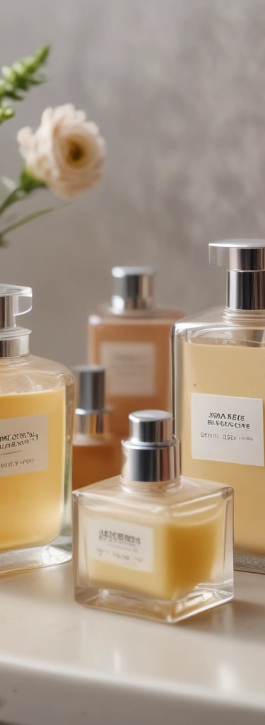 5 frascos de vidrio con Shampoo
