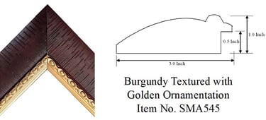 Burgundy Textured with Golden Ornamentation Picture Frame