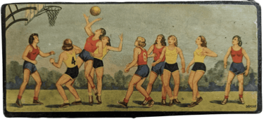 Art box of women playing basketball from France for pencils