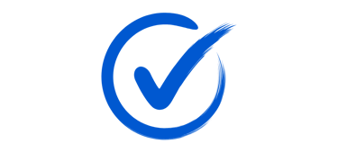 Big blue check mark surrounded by a blue circle.