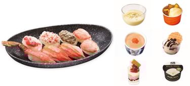 贅沢かに盛り合わせと玉ねぎ冷製スープ・明太子クリーム茶碗蒸し・NYストロベリーチーズケーキパフェなどフェア商品写真|堺市のグルメ情報ならサカイタイムズ