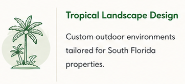 Tropical landscape design logo with palm trees for custom South Florida outdoor environments.