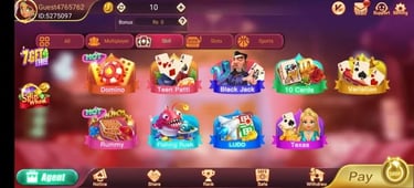 S9PLUS game app dashboard featuring icons for Teen Patti, Rummy, Ludo, and Black Jack.