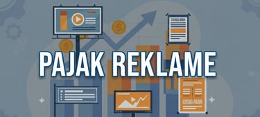 pajak reklame dengan grafik pertumbuhan bisnis dan berbagai media iklan luar ruang