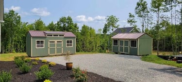 Two Better Built sheds with beautiful landscaping