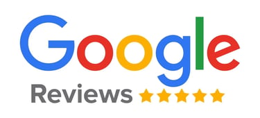 Logo Google Reviews avec cinq étoiles dorées pour avis et notes clients.