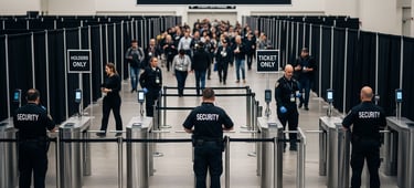 Equipo de seguridad gestionando el acceso en un evento empresarial en Cataluña