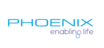 Phoenix enabling life blue and white corporate company logo design on a white background.