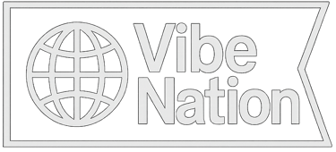 a black and white logo with the words vibe nation