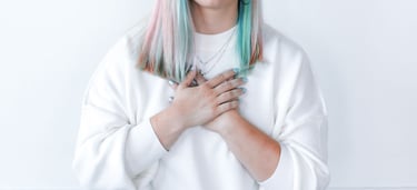 a woman with pastel hair and pastel blue and white hair