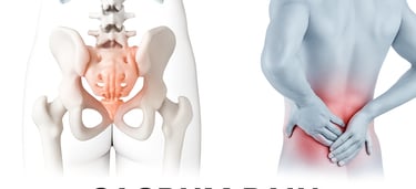 Illustration showing inflammation in the sacroiliac joint causing lower back pain.
