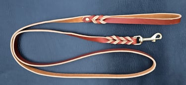 9/10oz saddle tan latigo leather dog leash, handmade, 6 ft length with solid brass hardware