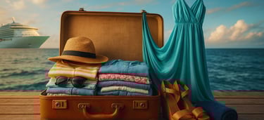 Imagem que representa a mala ideal para uma viagem de navio.
