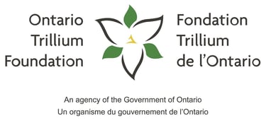 Ontario Trillium Foundation logo featuring a flower design, bilingual government affiliation text