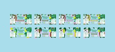 Kietaviškių vazoninių augalų etikečių dizainas su stilizuotomis daržovių iliustracijomis.