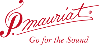 Official P. Mauriat logo with red cursive text and 'Go for the Sound' musical instrument brand slogan.