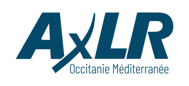 AXLR Occitanie Méditerranée blue text logo for technology transfer and innovation acceleration.