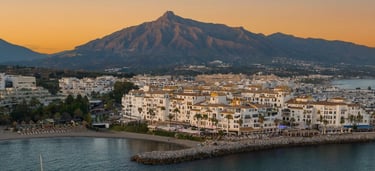 Sierra Blanca, views from the sea, Marbella port