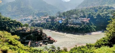 Rudraprayag confluence of Alaknanda and Mandakini rivers, sacred Uttarakhand Himalayas