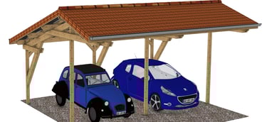 carport en bois avec deux voiture