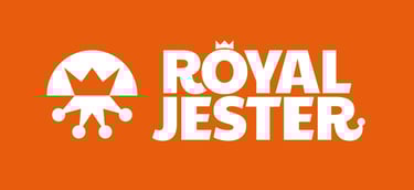 Horizontal lockup with logomark on the left and wordmark on the right. White on orange background.