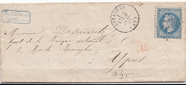 Letter from ESTAIRES to YPRES.