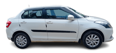a white car with a black stripe on the side of it