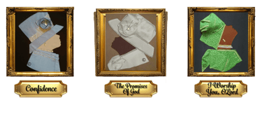 Mixed media canvas with layered fabric and stitching