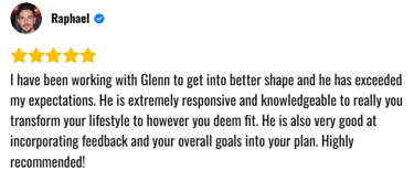 A google review for personal training in London England