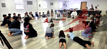 Karate training session in Project OBI Karate (POK) Orlando program