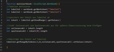 Office Script .length nutzen für dynamischen Rangebereichsberechnung