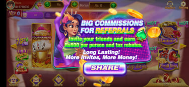 get big cooissions for referrals in 3patti loot