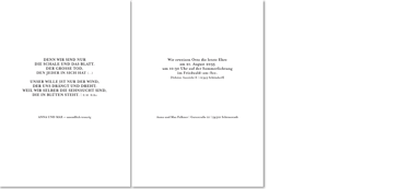 Textbeispiel auf Trauerkarten-Rückseite mit viel Freiraum