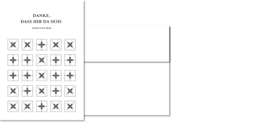 Dankkarte in minimalistischem Design mit Kreuzornament