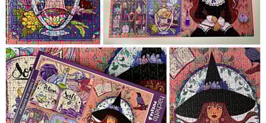 a puzzle piece puzzle piece with a picture of a witch