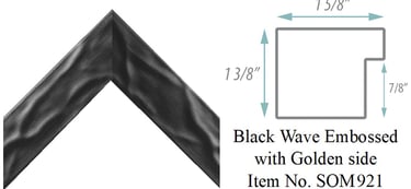 Black Wave Embossed Square with Golden Side Picture Frame